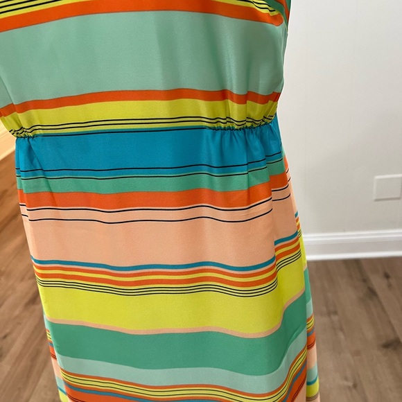 Ann Taylor Halter Maxi Dress Striped Multicolor Tie Back Womens Size 0 - Picture 14 of 16